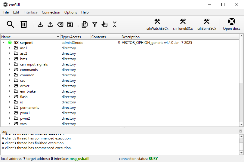 emGUI window